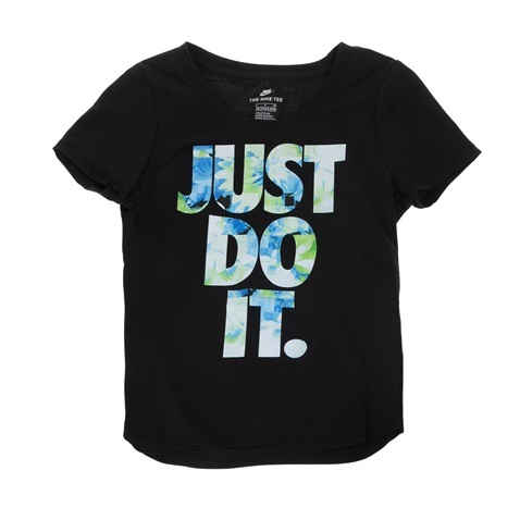 NIKE-Κοριτσίστικη κοντομάνικη μπλούζα Nike SW TEE SCOOP FLOWER JAM μαύρη