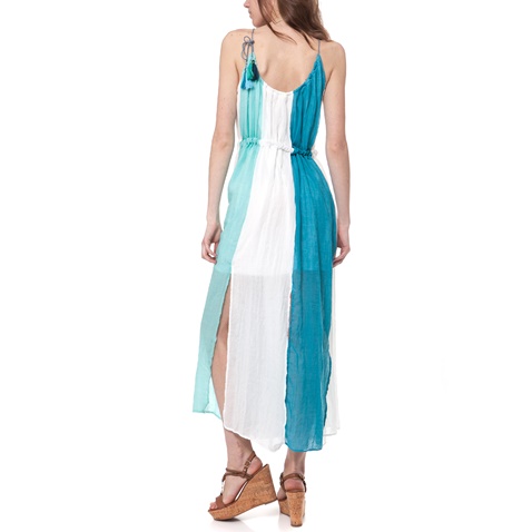 MYMOO-Γυναικείο φόρεμα MYMOO λευκό-μπλε