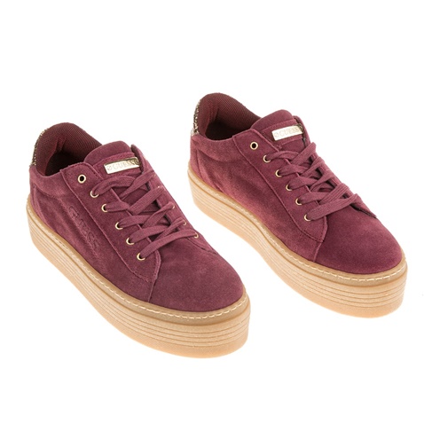 GUESS-Γυναικεία sneakers GUESS CLARIS μπορντό 