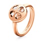 FOLLI FOLLIE-Γυναικείο επιχρυσωμένο ροζ δαχτυλίδι HEART4HEART WIN με κρυστάλλινες καρδιές