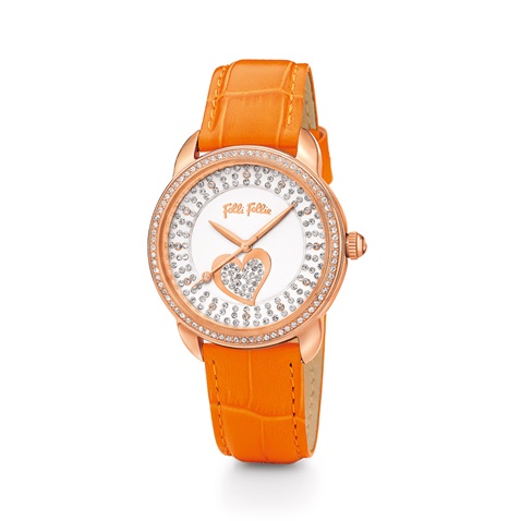 FOLLI FOLLIE-Γυναικείο ρολόι FOLLI FOLLIE HEARTIME πορτοκαλί