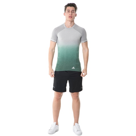 adidas-Ανδρική κοντομάνικη μπλούζα adidas PKNIT TEE DD RUNNING γκρι-πράσινη