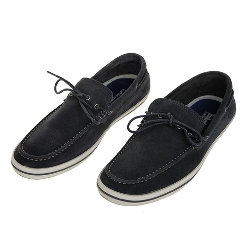 TIMBERLAND -Ανδρικά δερμάτινα boat shoes TIMBERLAND μπλε σκούρα