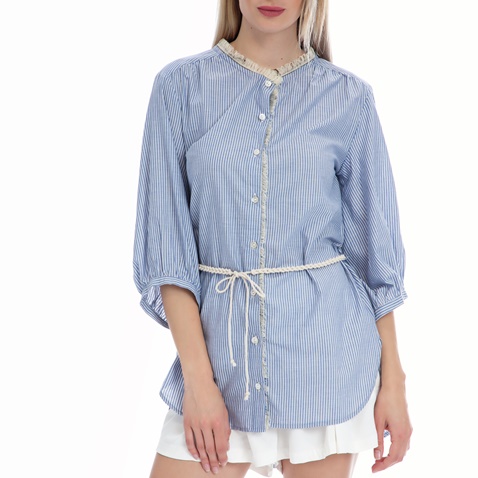 VINTAGE SUGAR-Γυναικείο πουκάμισο Vintage Sugar μπλε-λευκό