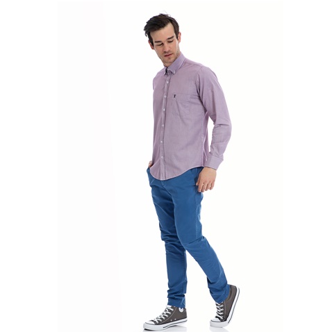 HAMPTONS-Ανδρικό πουκάμισο HAMPTONS μοβ