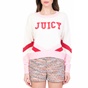 JUICY COUTURE-Γυναικεία πλεκτή μπλούζα JUICY COUTURE COLORBLOCK LOGO εκρού