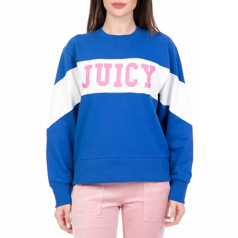 JUICY COUTURE-Γυναικεία φούτερ μπλούζα COLORBLOCK LOGO JUICY COUTURE μπλε