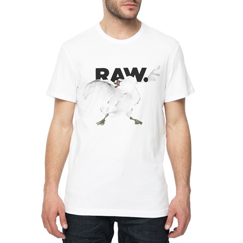 G-STAR RAW-Ανδρική κοντομάνικη μπλούζα G-STAR RAW THILEA λευκή με στάμπα 