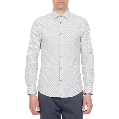 GUESS-Ανδρικό μακρυμάνικο πουκάμισο VALLEY GUESS λευκό-γκρι