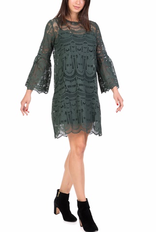 MOLLY BRACKEN-Γυναικείο μίνι φόρεμα από δαντέλα MOLLY BRACKEN πράσινο