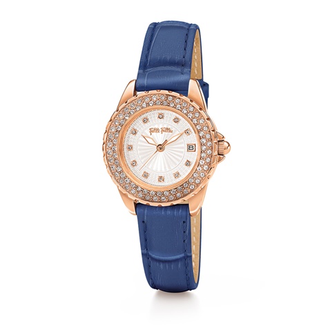 FOLLI FOLLIE-Γυναικείο ρολόι με δερμάτινο λουράκι FOLLI FOLLIE DAY DREAM μπλε