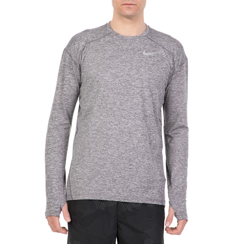 NIKE-Ανδρική μακρυμάνικη μπλούζα για τρέξιμο NIKE DRY ELMNT γκρι
