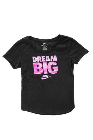 NIKE-Κοριτσίστικη κοντομάνικη μπλούζα ΝΙΚΕ NSW TEE SCOOP DREAM BIG μαύρη 