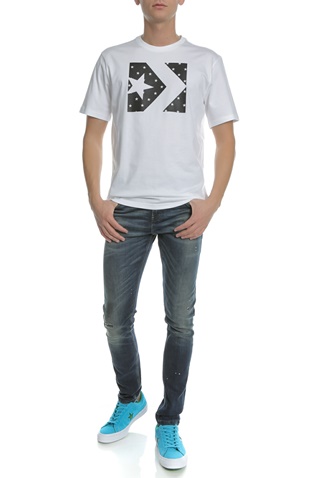 CONVERSE-Ανδρική κοντομάνικη μπλούζα CONVERSE STAR FILL CHEVRON λευκή