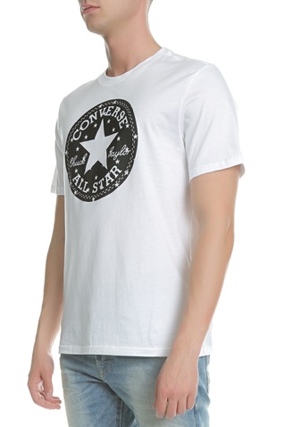 CONVERSE-Ανδρική κοντομάνικη μπλούζα CONVERSE CHUCK PATCH STAR FILL λευκή