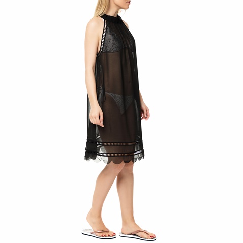 TED BAKER-Γυναικείο διάφανο μίνι beachwear φόρεμα TED BAKER KELSAA POINTELLE μαύρο