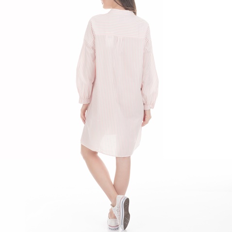 SCOTCH & SODA-Γυναικείο φόρεμα Oversized fit shirt-dress ροζ λευκό ριγέ