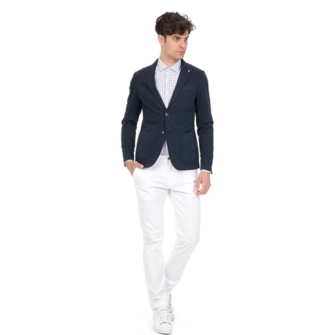 SSEINSE-Ανδρικό πουκάμισο SSEINSE λευκό-μπλε