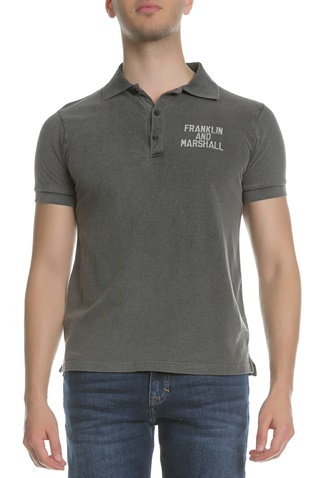 FRANKLIN & MARSHALL-Ανδρική πόλο μπλούζα FRANKLIN & MARSHALL ανθρακί 