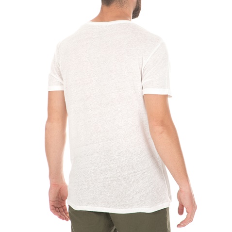 CK UNDERWEAR-Ανδρική λινή κοντομάνικη μπλούζα CK UNDERWEAR λευκή