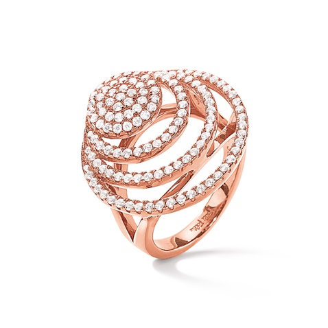 FOLLI FOLLIE-Γυναικείο ασημένιο δαχτυλίδι FOLLI FOLLIE CYCLOS ροζ χρυσό