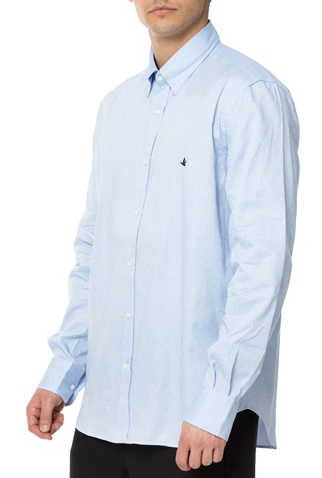 BROOKSFIELD-Ανδρικό μακρυμάνικο πουκάμισο BROOKSFIELD γαλάζιο με πουά μοτίβο 