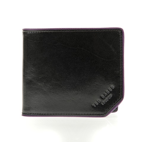 TED BAKER-Ανδρικό πορτοφόλι HUMM SAFFIANO PIPED EDGE BIFOLD μαύρο