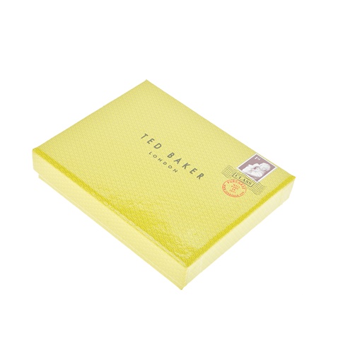 TED BAKER-Ανδρικό πορτοφόλι HUMM SAFFIANO PIPED EDGE BIFOLD καφέ