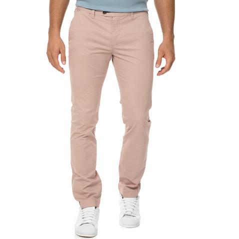 TED BAKER-Ανδρικό παντελόνι chino TED BAKER PROCOR SLIM FIT ροζ