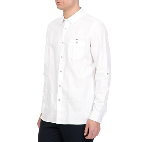 TED BAKER-Ανδρικό μακρυμάνικο λινό πουκάμισο JAAMES TED BAKER λευκό