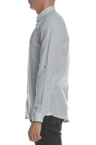 TED BAKER-Ανδρικό μακρυμάνικο λινό πουκάμισο TED BAKER MIROBE λευκό με print