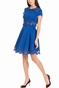 TED BAKER-Γυναικείο μίνι φόρεμα REHANNA EMBROIDERED CAP SKATER μπλε