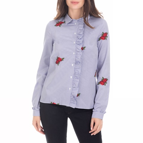 GUESS-Γυναικείο μακρυμάνικο πουκάμισο FREDA GUESS μπλε
