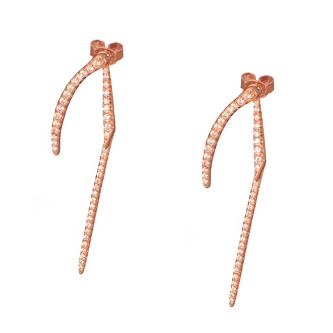 JEWELTUDE-Ασημένια ρόζ επιχρυσωμένα σκουλαρίκια Γραμμές