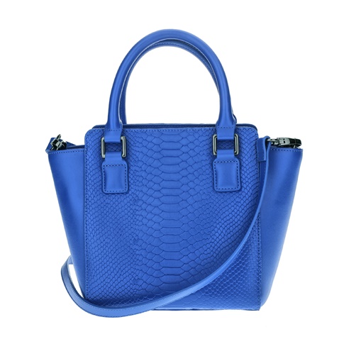 FOLLI FOLLIE-Γυναικεία μικρή τσάντα χειρός με print φιδιού Folli Follie μπλε
