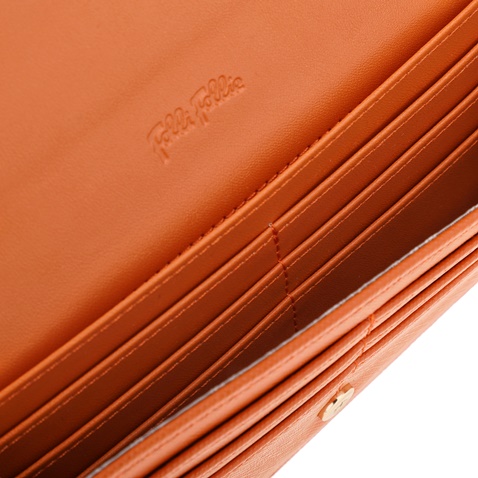 FOLLI FOLLIE-Γυναικείο μεγάλο αναδιπλούμενο πορτοφόλι Folli Follie πορτοκαλί