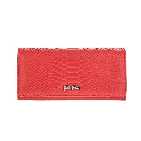 FOLLI FOLLIE-Γυναικείο μεγάλο αναδιπλούμενο πορτοφόλι Folli Follie κόκκινο με print