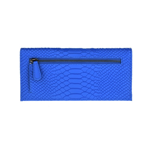 FOLLI FOLLIE-Γυναικείο μεγάλο αναδιπλούμενο πορτοφόλι Folli Follie μπλε με print