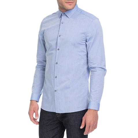 CALVIN KLEIN JEANS-Ανδρικό πουκάμισο WALLACE MICRO μπλε 