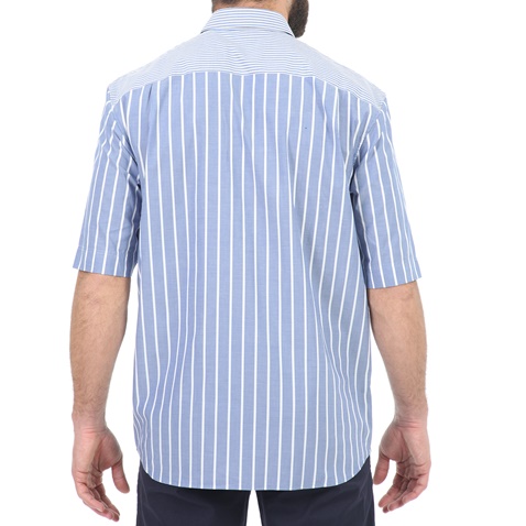 CK-Ανδρικό κοντομάνικο πουκάμισο CK GARON_3/4 BOLD STRIPE μπλε