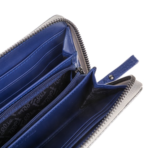 FOLLI FOLLIE-Γυναικείο πορτοφόλι FOLLI FOLLIE ασημί-μπλε 