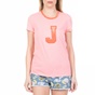 JUICY COUTURE-Γυναικεία κοντομάνικη μπλούζα JUICY COUTURE VELOUR APPLIQUE ροζ