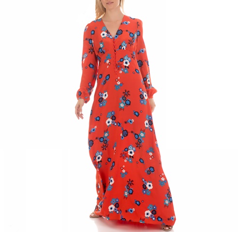 JUICY COUTURE-Γυναικείο μάξι φόρεμα JUICY COUTURE HAYWORTH κόκκινο floral