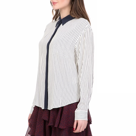 JUICY COUTURE-Γυναικείο μακρυμάνικο πουκάμισο STRIPE JUICY COUTURE λευκό-μπλε