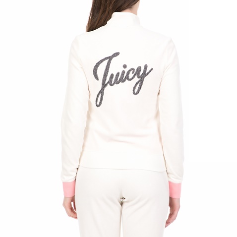 JUICY COUTURE-Γυναικεία ζακέτα JUICY COUTURE SHIMMER SCRIPT λευκή
