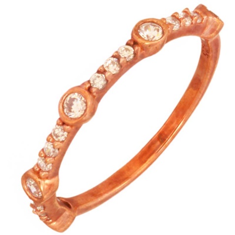 JEWELTUDE-Ασημένιο ρόζ επιχρυσωμένο δαχτυλίδι Μισόβερο