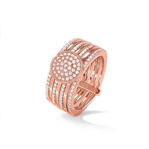 FOLLI FOLLIE-Γυναικείο ασημένιο δαχτυλίδι FOLLI FOLLIE CYCLOS ροζ χρυσό