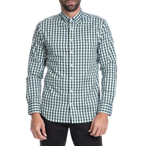 GANT-Ανδρικό πουκάμισο GANT λευκό-πράσινο        