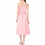 TED BAKER-Γυναικείο φόρεμα TED BAKER KALLII ASYMMETRIC COTTON MIDI ροζ