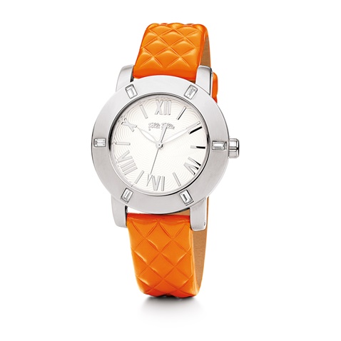 FOLLI FOLLIE-Γυναικείο δερμάτινο ρολόι FOLLI FOLLIE DONATELLA πορτοκαλί